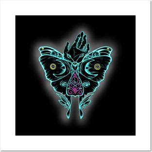 Neon Moth Posters and Art